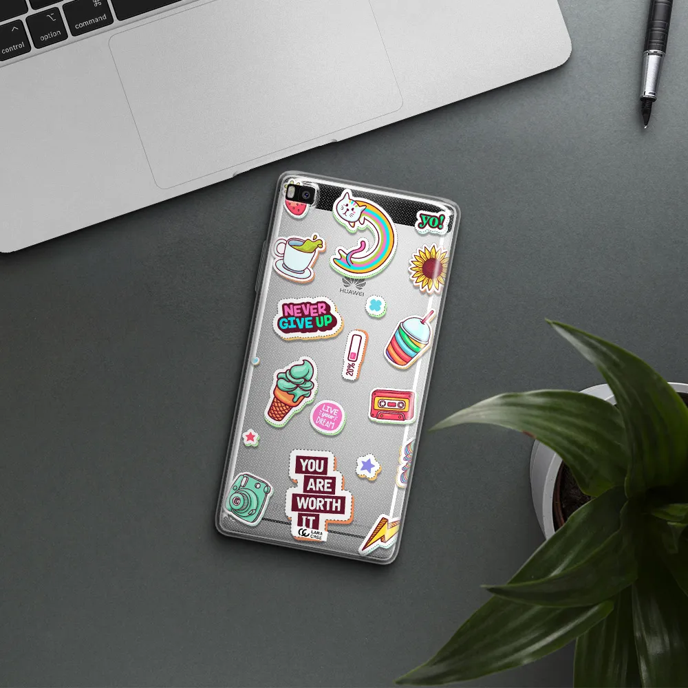 Summer Stickers Huawei P8 Clear TPU Case