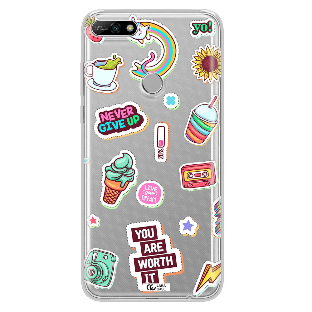 Summer Stickers Huawei Y7 2018 Clear TPU Case