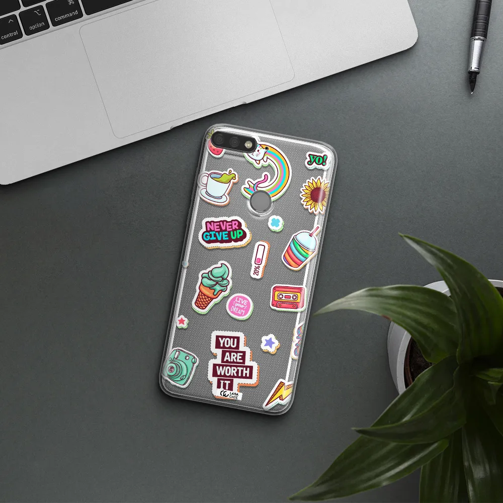 Summer Stickers Huawei Y7 Prime 2018 Clear TPU Case