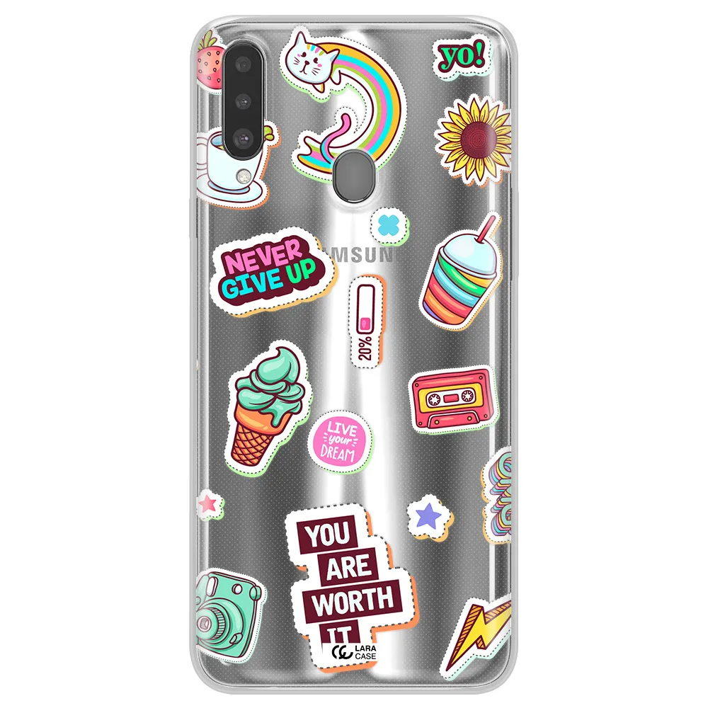 Summer Stickers Samsung A20S Clear TPU Case