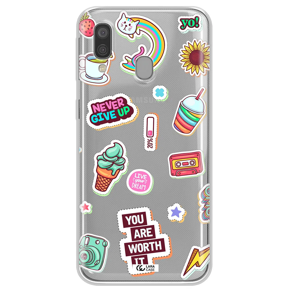 Summer Stickers Samsung A40 Clear TPU Case
