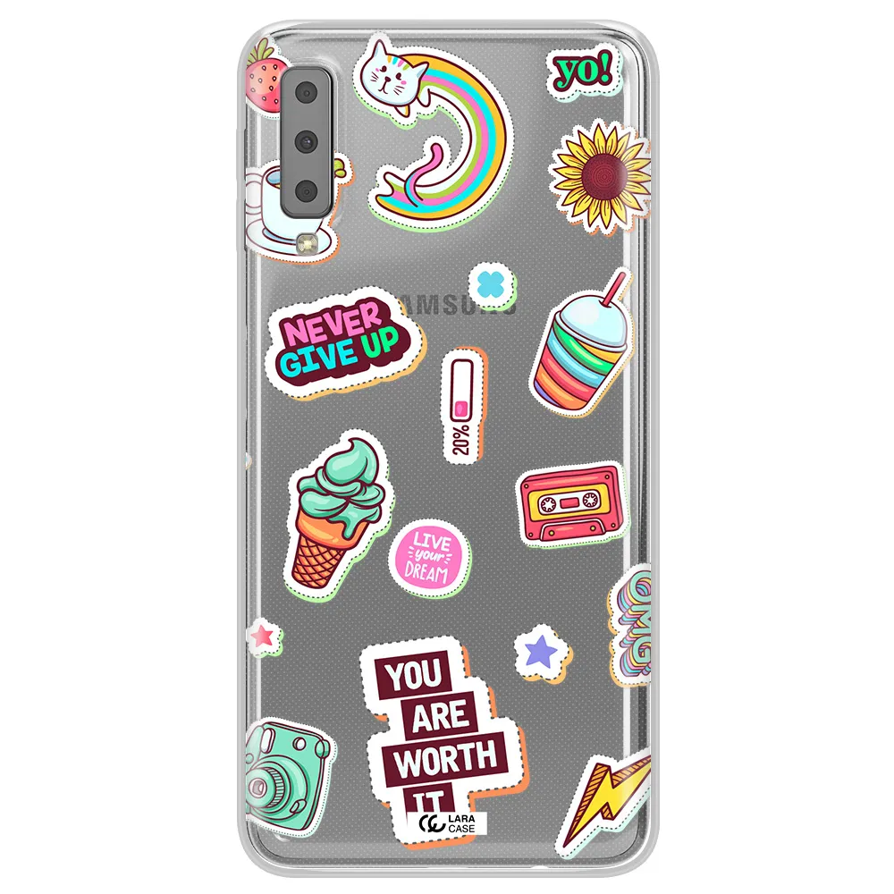 Summer Stickers Samsung A7 2018 Clear TPU Case