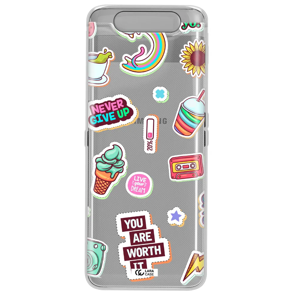 Summer Stickers Samsung A80 Clear TPU Case
