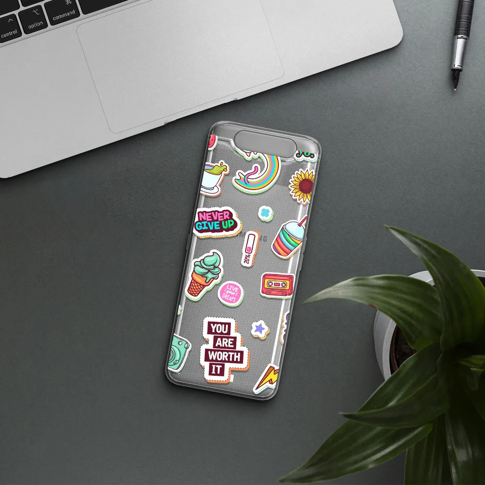 Summer Stickers Samsung A80 Clear TPU Case