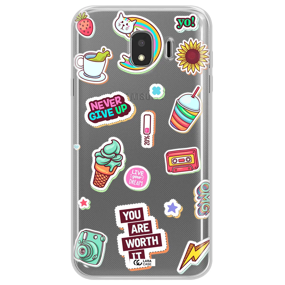 Summer Stickers Samsung J4 Clear TPU Case