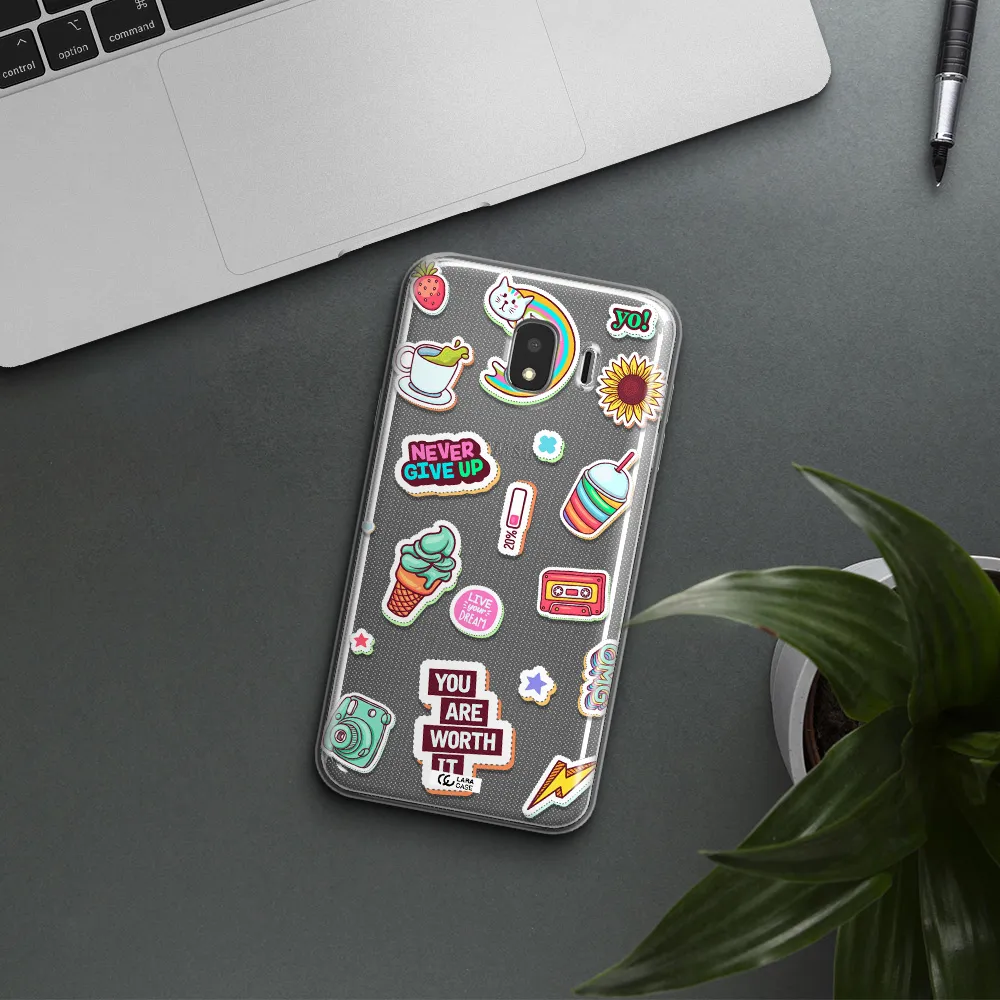Summer Stickers Samsung J4 Clear TPU Case