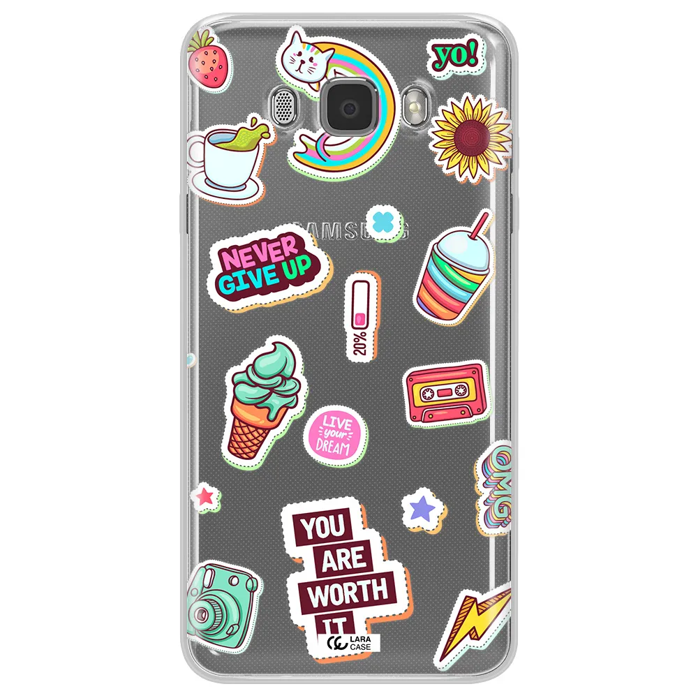 Summer Stickers Samsung J7 2016 Clear TPU Case