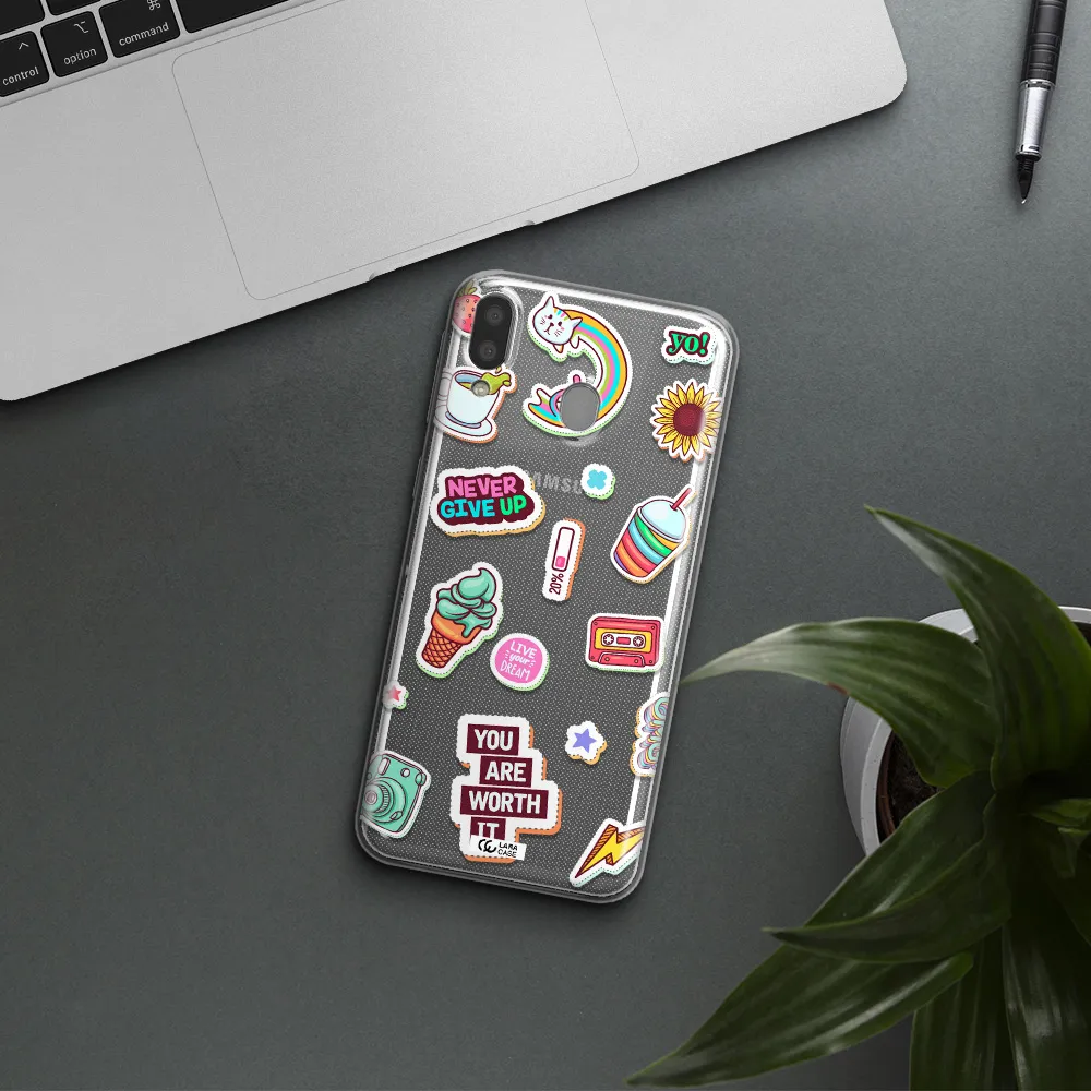 Summer Stickers Samsung M20 Clear TPU Case