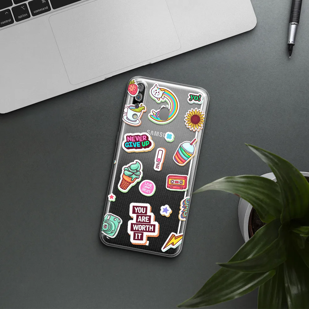 Summer Stickers Samsung M30 Clear TPU Case