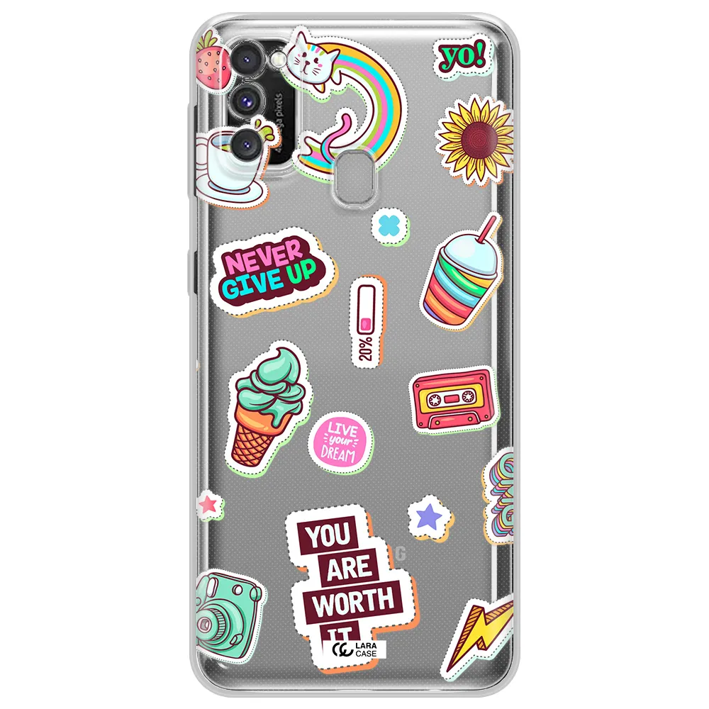 Summer Stickers Samsung M30S Clear TPU Case