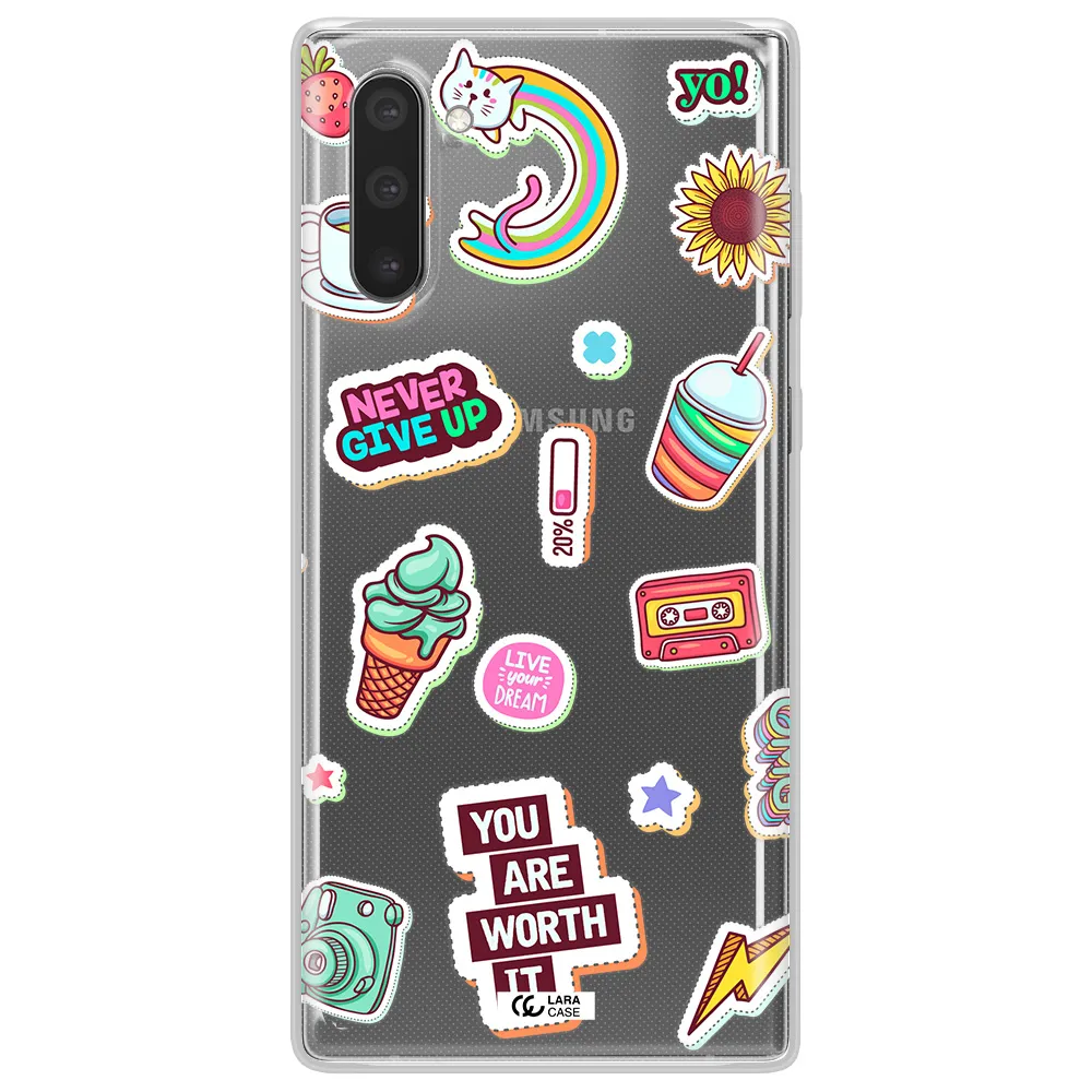 Summer Stickers Samsung Note 10 Clear TPU Case