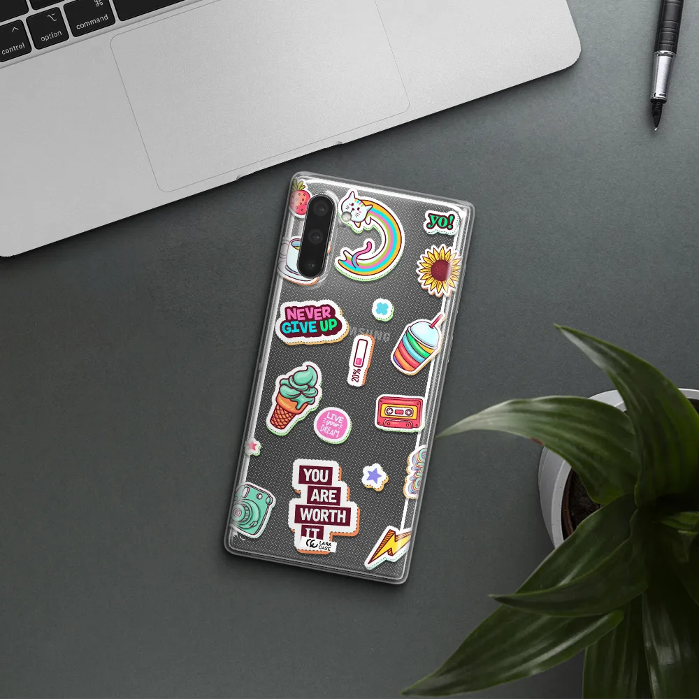 Summer Stickers Samsung Note 10 Clear TPU Case
