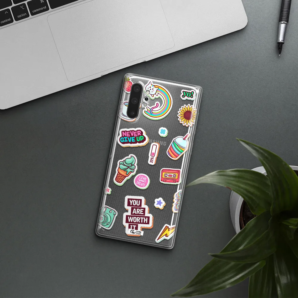 Summer Stickers Samsung Note 10 Plus Clear TPU Case