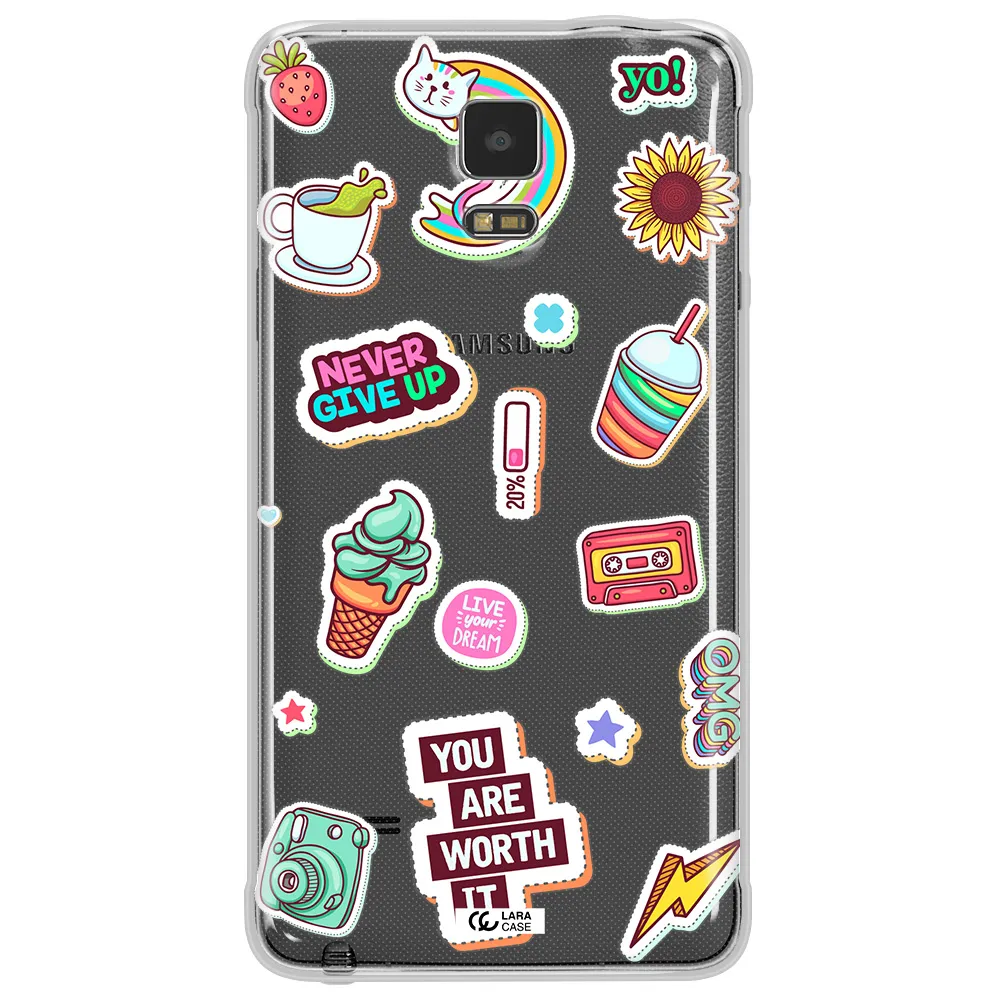 Summer Stickers Samsung Note 4 Clear TPU Case