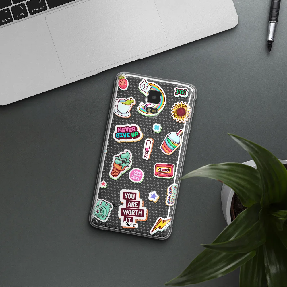 Summer Stickers Samsung Note 4 Clear TPU Case