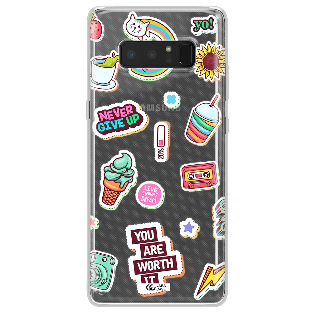 Summer Stickers Samsung Note 8 Clear TPU Case