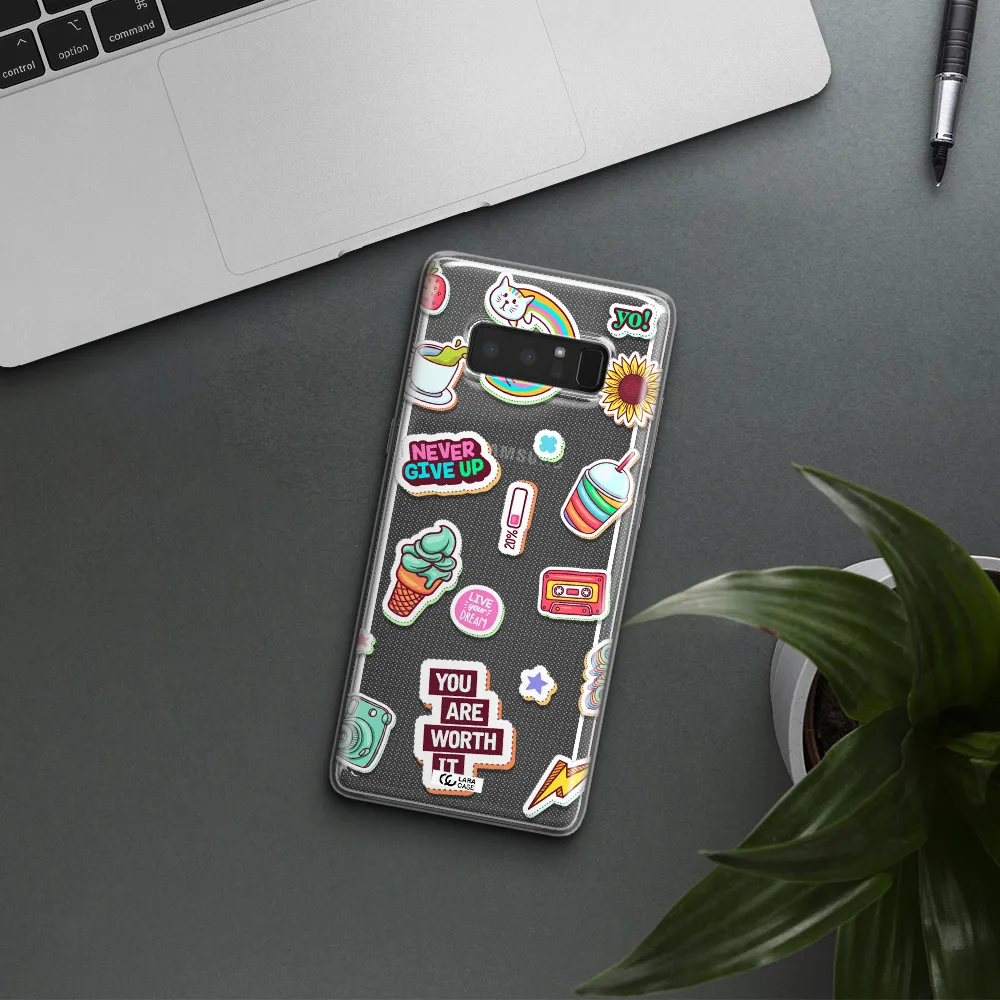 Summer Stickers Samsung Note 8 Clear TPU Case