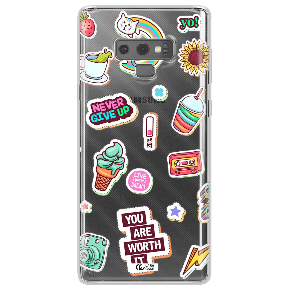 Summer Stickers Samsung Note 9 Clear TPU Case