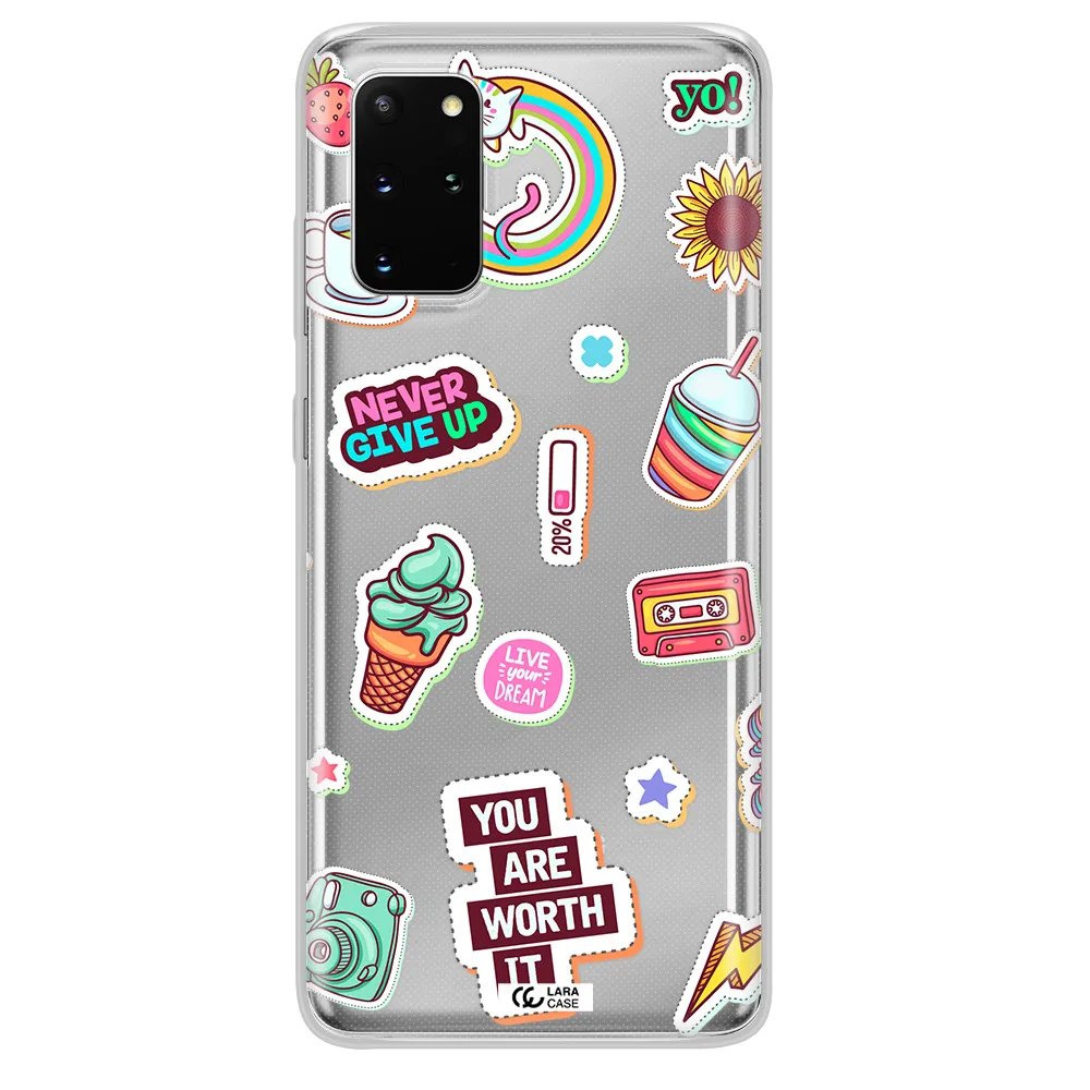 Summer Stickers Samsung S 20 Plus Clear TPU Case