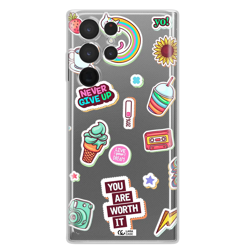 Summer Stickers Samsung S 22 Ultra Clear TPU Case