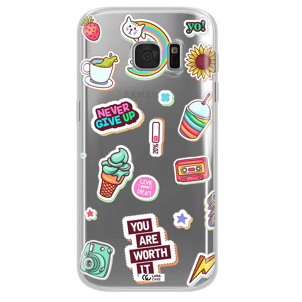 Summer Stickers Samsung S 7 Clear TPU Case