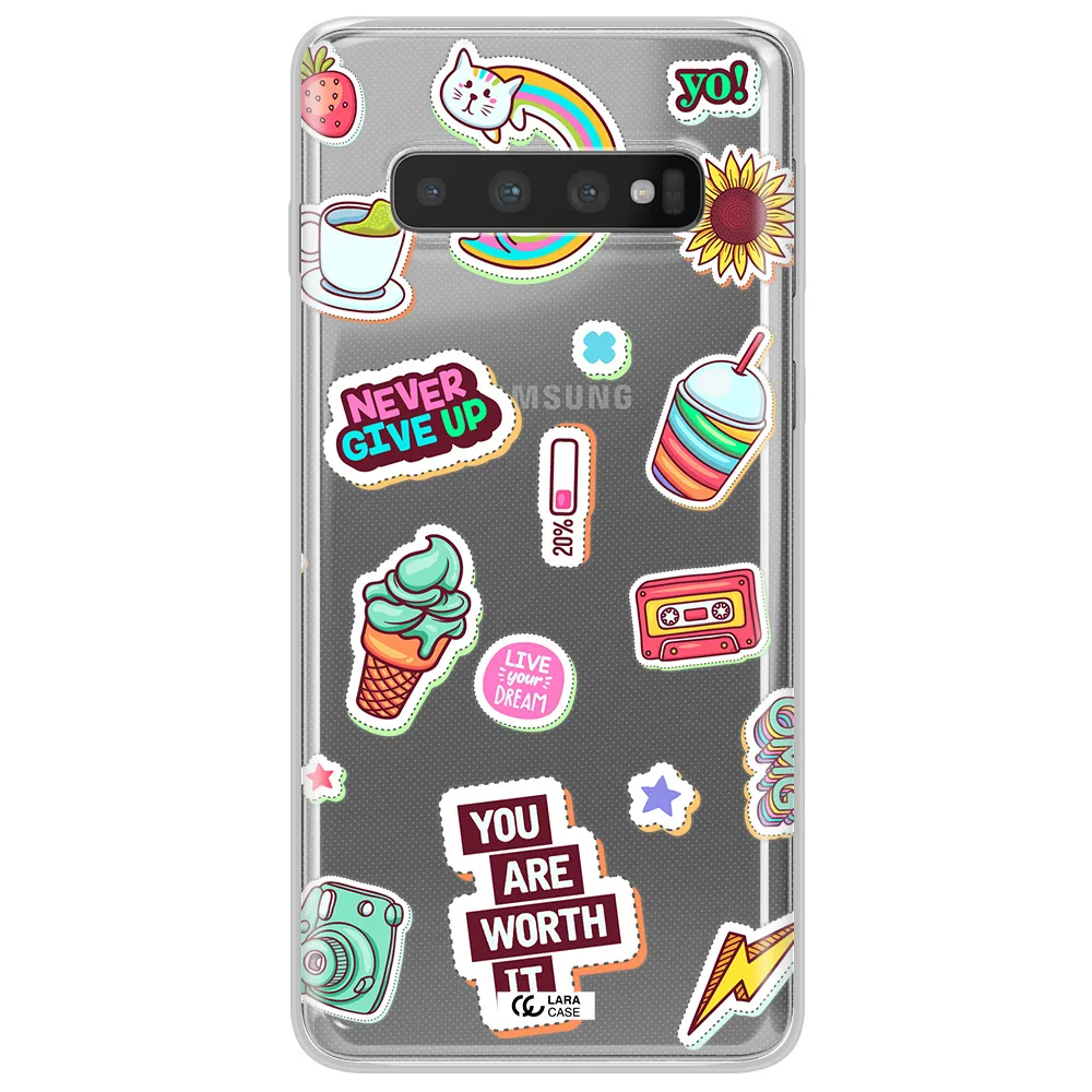 Summer Stickers Samsung S10 Clear TPU Case