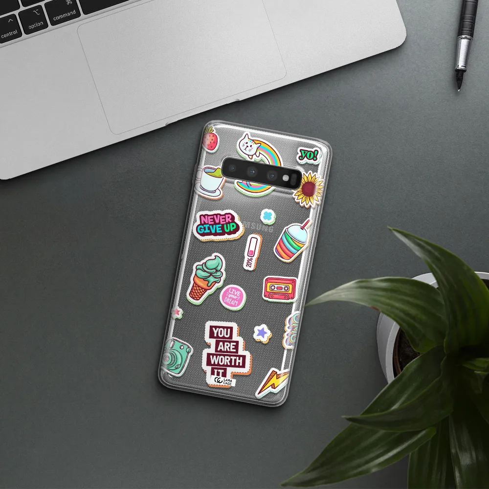 Summer Stickers Samsung S10 Clear TPU Case