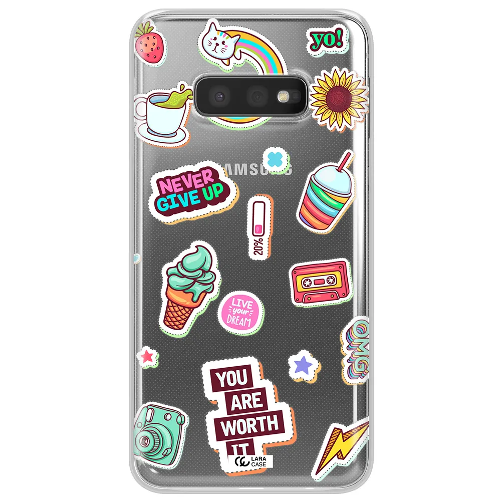 Summer Stickers Samsung S10e Clear TPU Case