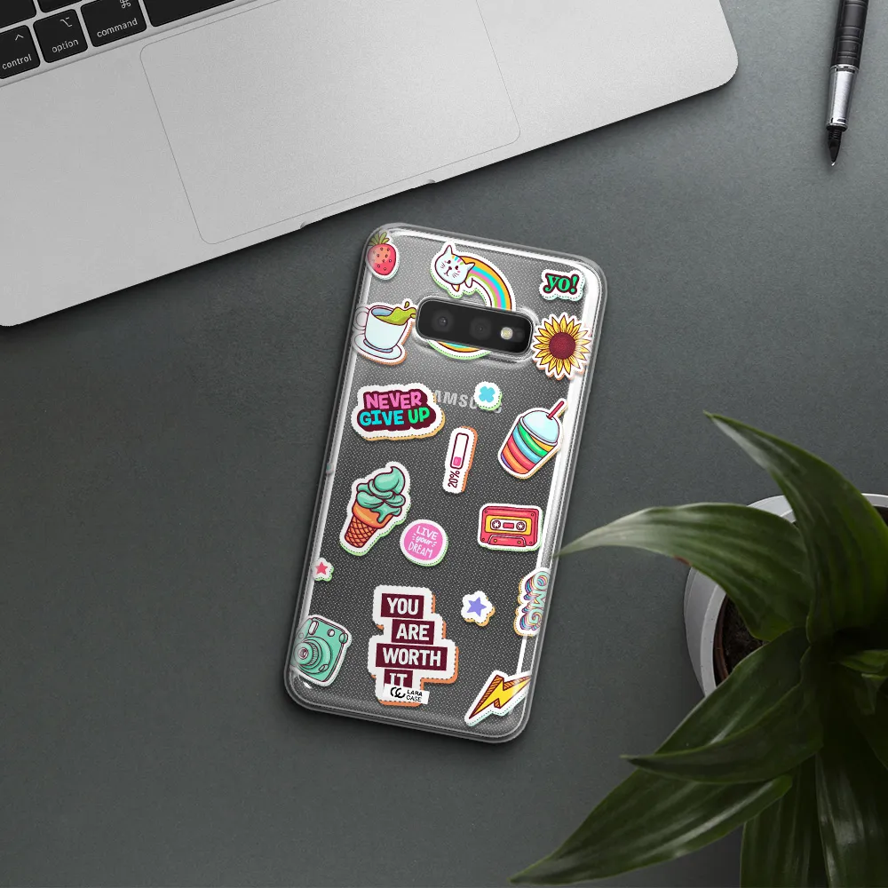 Summer Stickers Samsung S10e Clear TPU Case