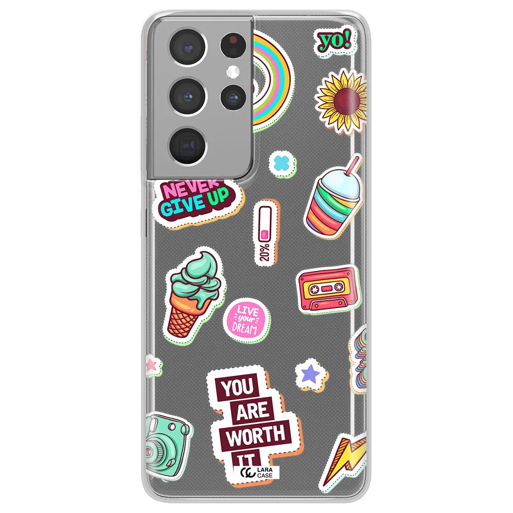 Summer Stickers Samsung S21 Ultra Clear TPU Case