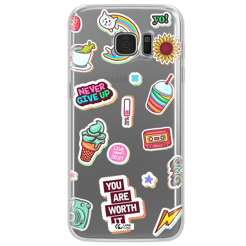 Summer Stickers Samsung S7 Edge Clear TPU Case