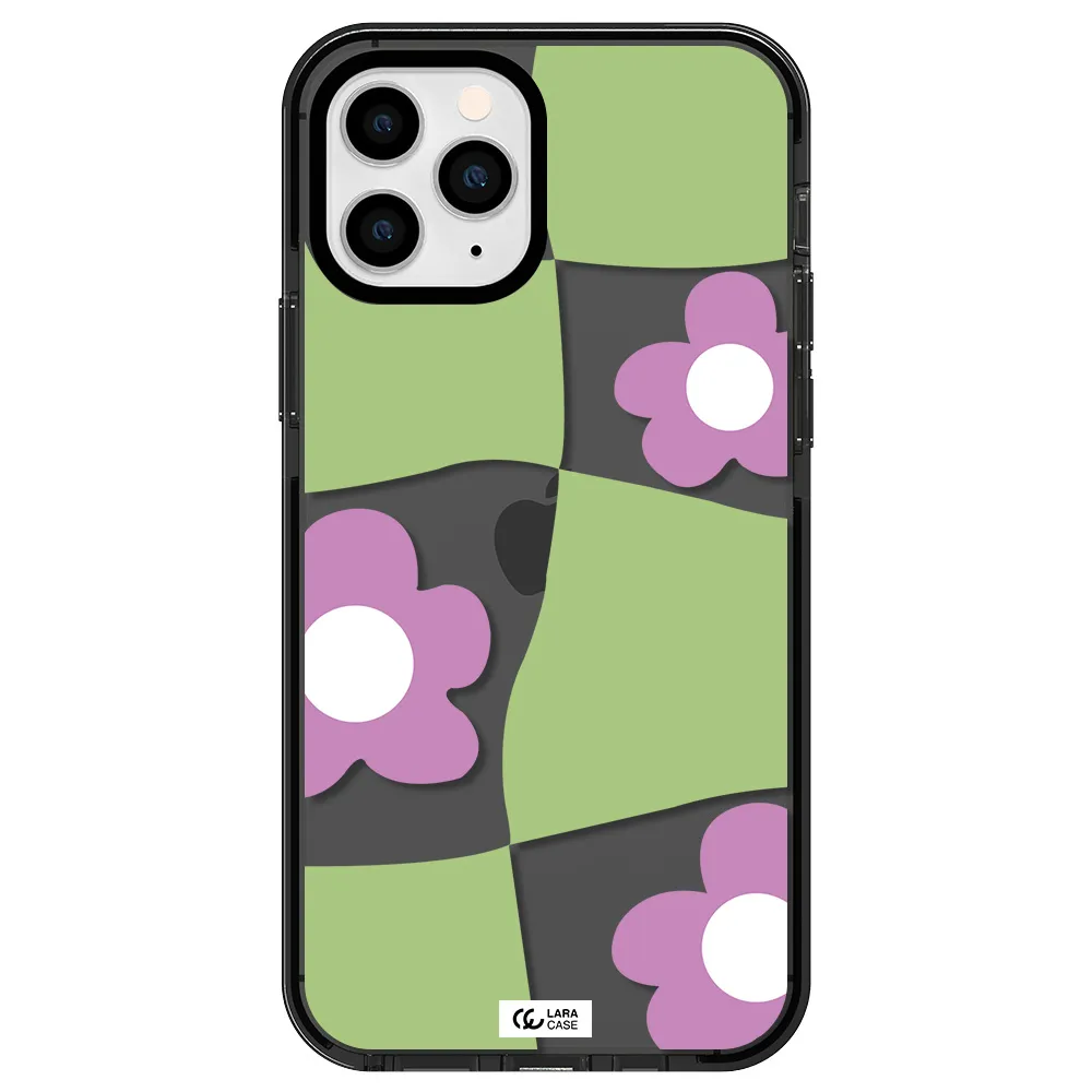 Five Petal Purple Flower Apple iPhone 11 pro max impact Smoke Black Case