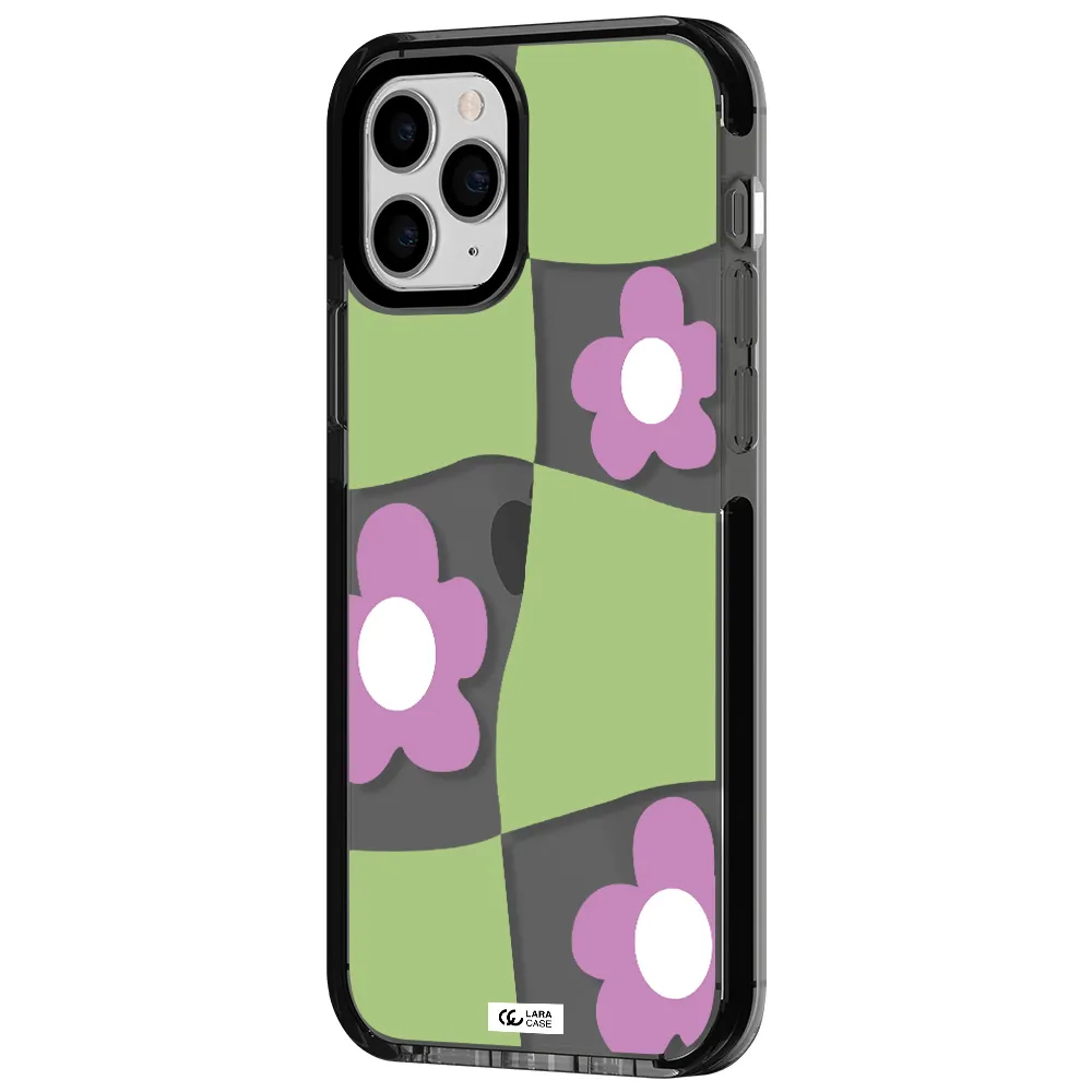 Five Petal Purple Flower Apple iPhone 11 pro max impact Smoke Black Case