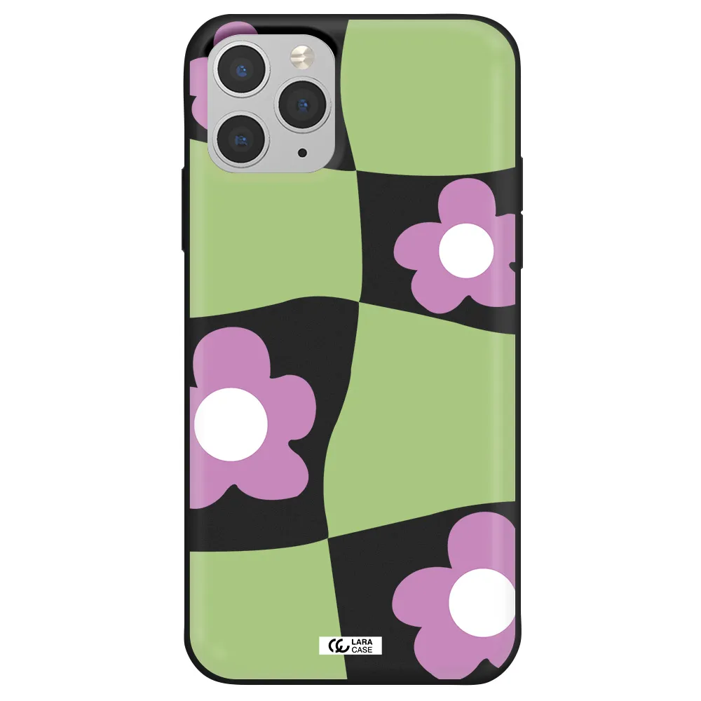 Five Petal Purple Flower Apple iPhone 11 pro max Silicone black Case