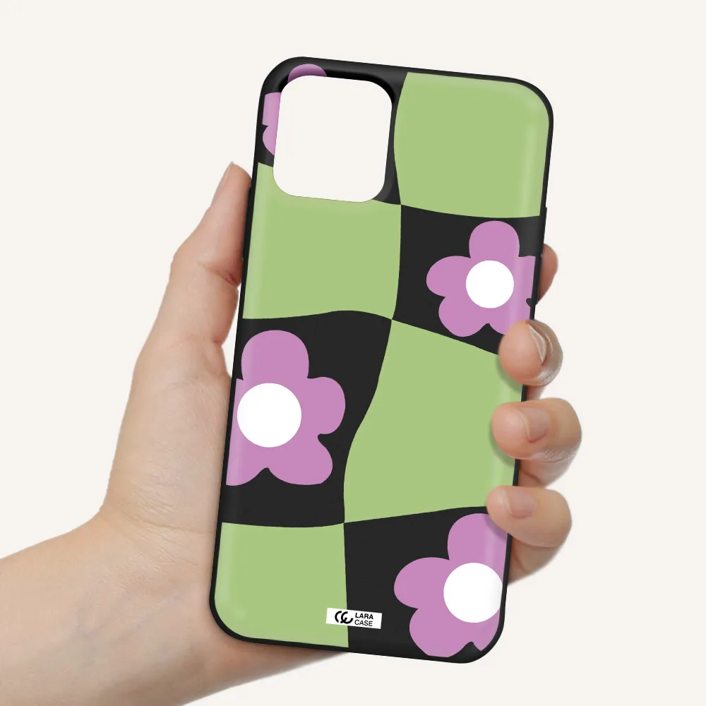 Five Petal Purple Flower Apple iPhone 11 pro max Silicone black Case