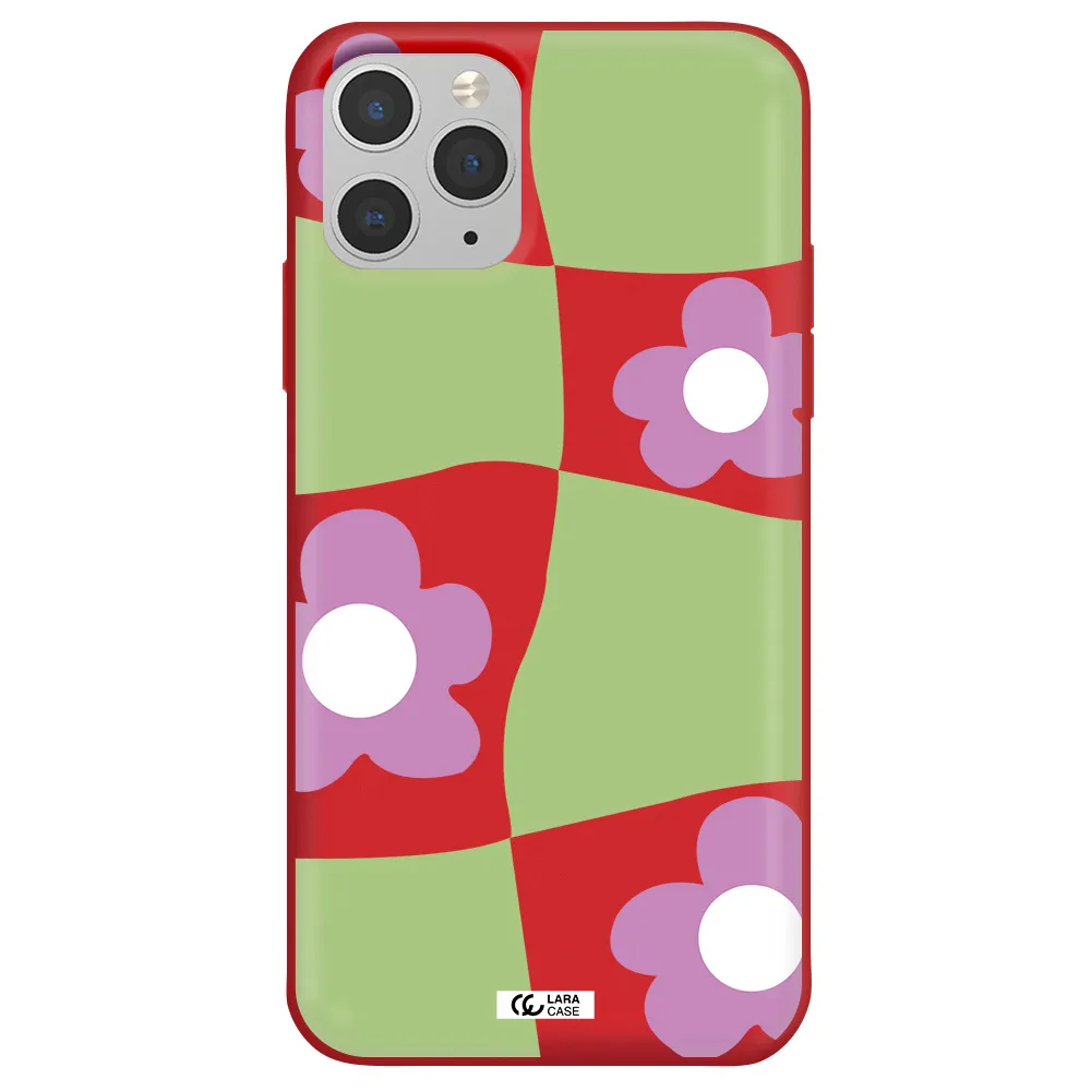 Five Petal Purple Flower Apple iPhone 11 pro max Silicone Imperial Red Case