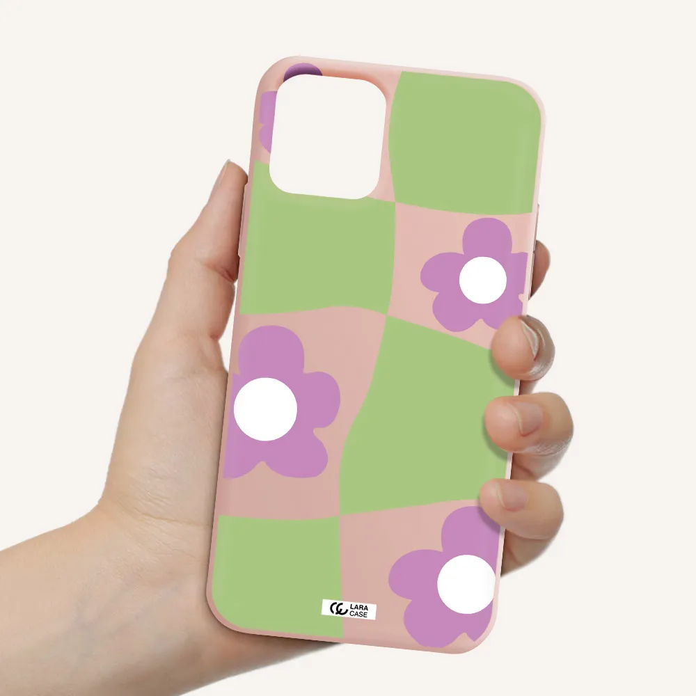 Five Petal Purple Flower Apple iPhone 11 pro max Silicone pastel pink Case