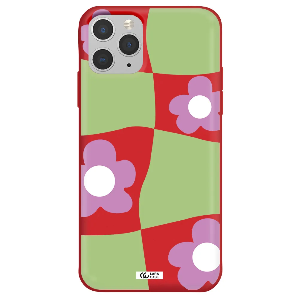 Five Petal Purple Flower Apple iPhone 11 pro Silicone Imperial Red Case
