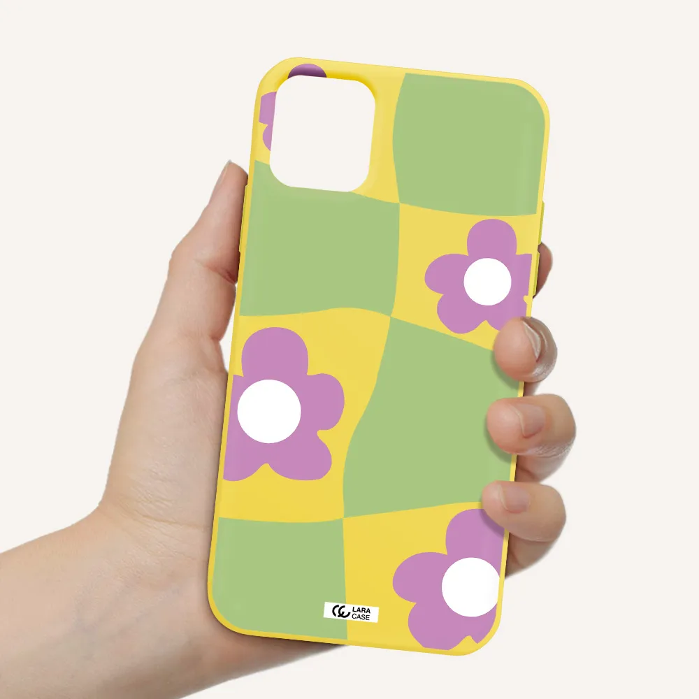 Five Petal Purple Flower Apple iPhone 11 Silicone canary yellow Case
