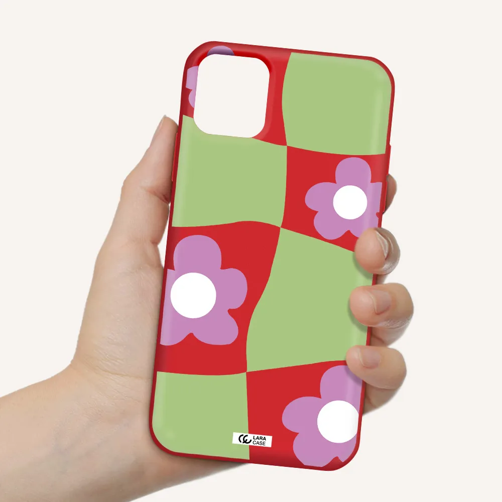 Five Petal Purple Flower Apple iPhone 11 Silicone Imperial Red Case