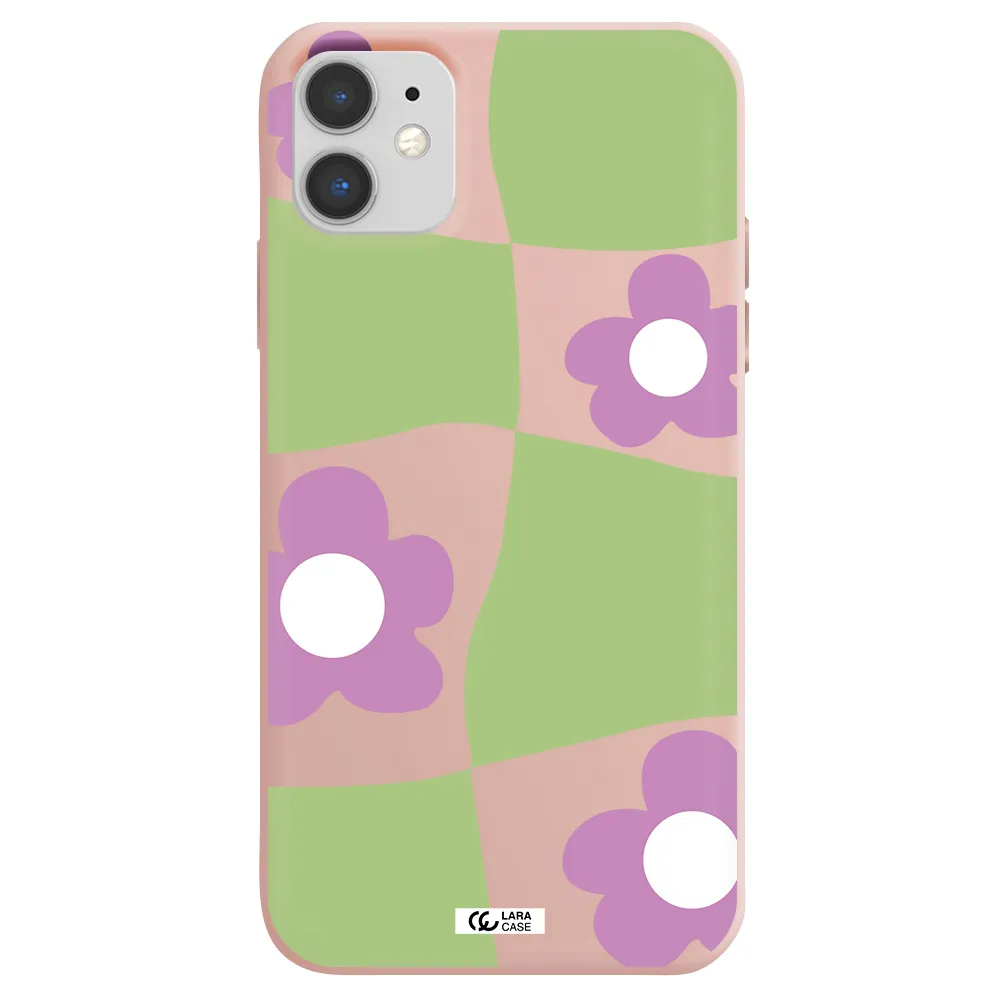 Five Petal Purple Flower Apple iPhone 11 Silicone pastel pink Case