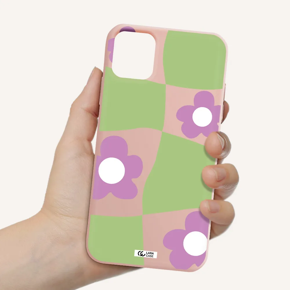 Five Petal Purple Flower Apple iPhone 11 Silicone pastel pink Case