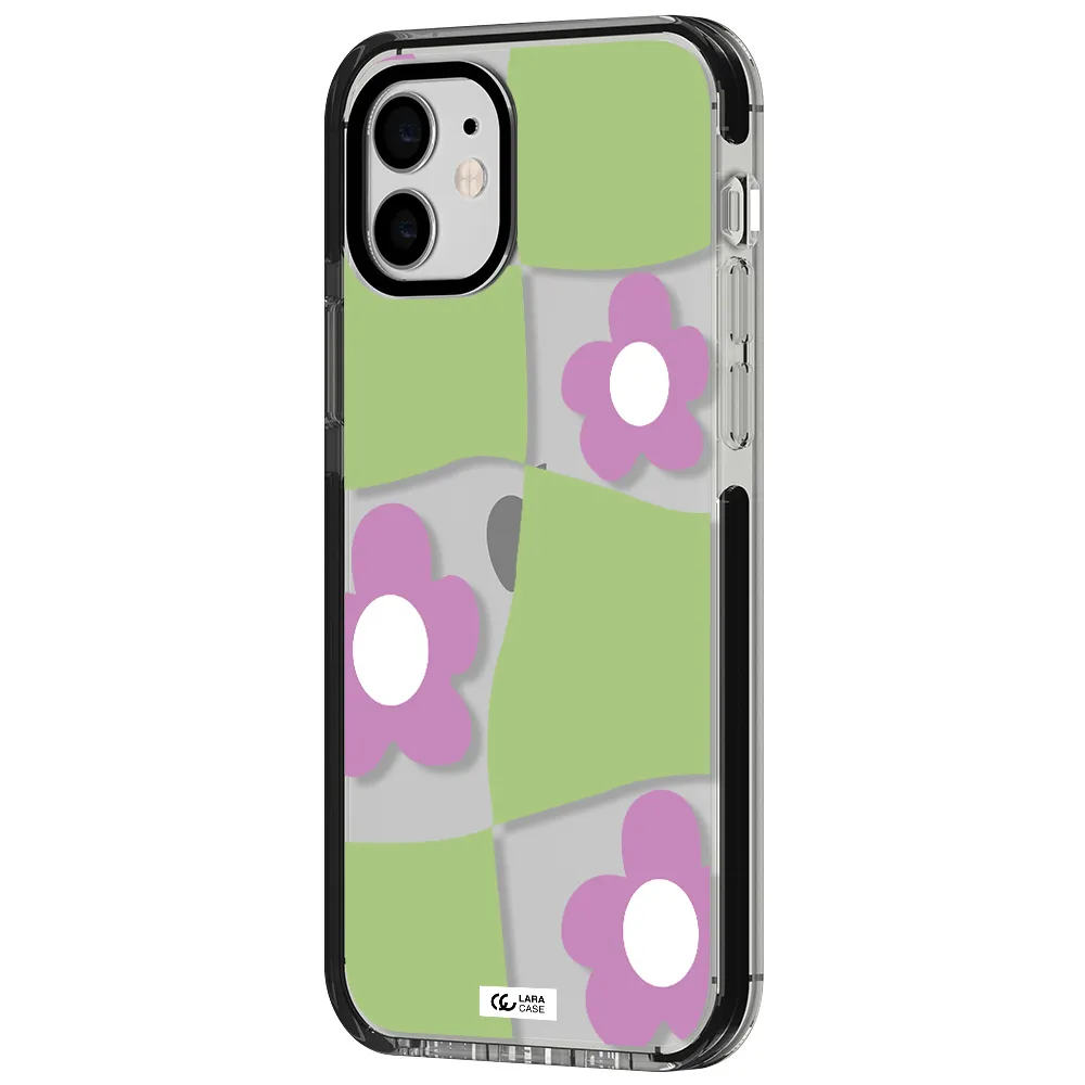 Five Petal Purple Flower Apple iPhone 12 impact black border Case