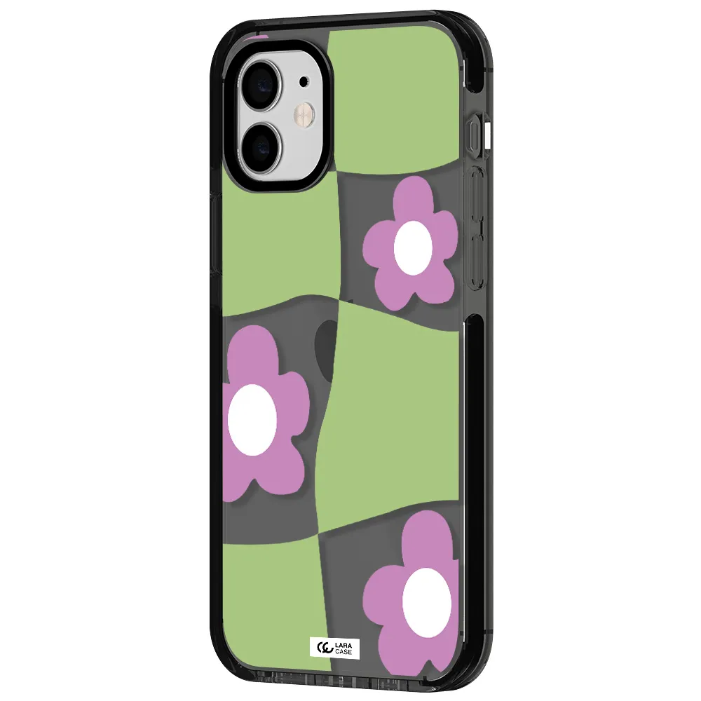 Five Petal Purple Flower Apple iPhone 12 impact Smoke Black Case