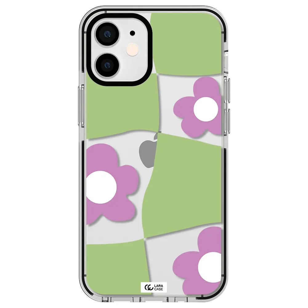 Five Petal Purple Flower Apple iPhone 12 mini impact black border Case