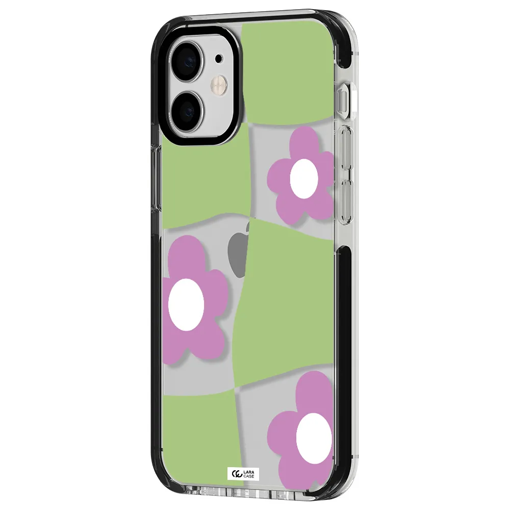 Five Petal Purple Flower Apple iPhone 12 mini impact black border Case