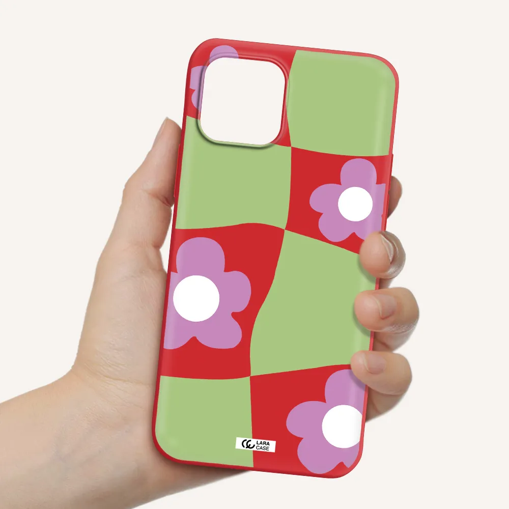 Five Petal Purple Flower Apple iPhone 12 mini Silicone Imperial Red Case