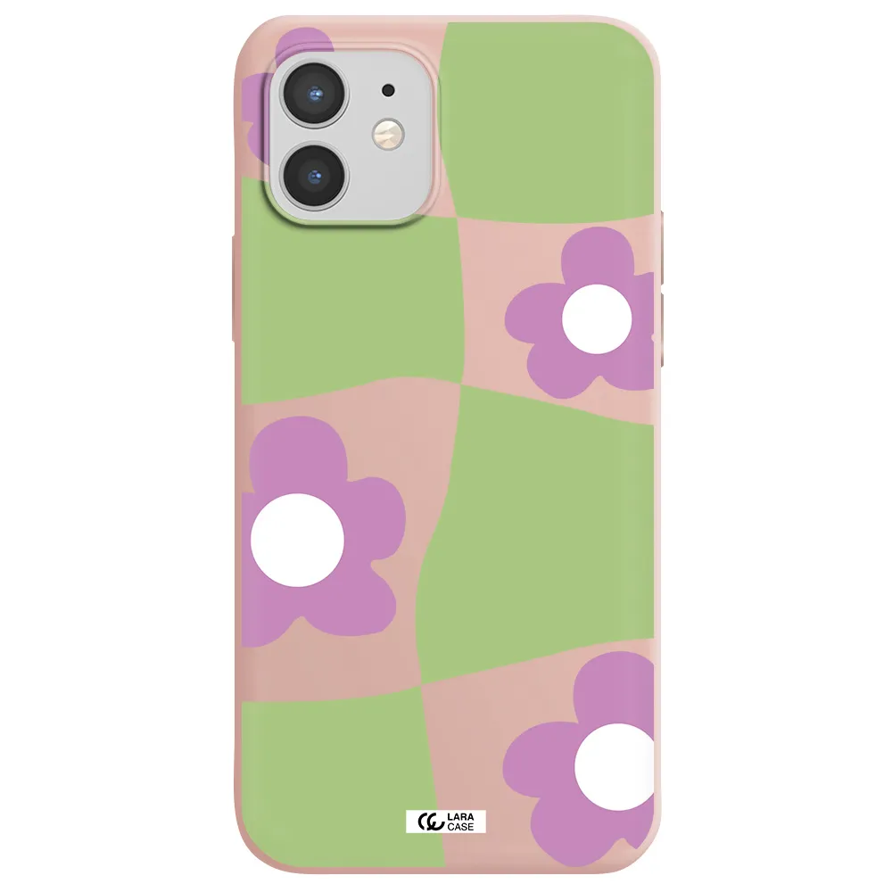 Five Petal Purple Flower Apple iPhone 12 mini Silicone pastel pink Case