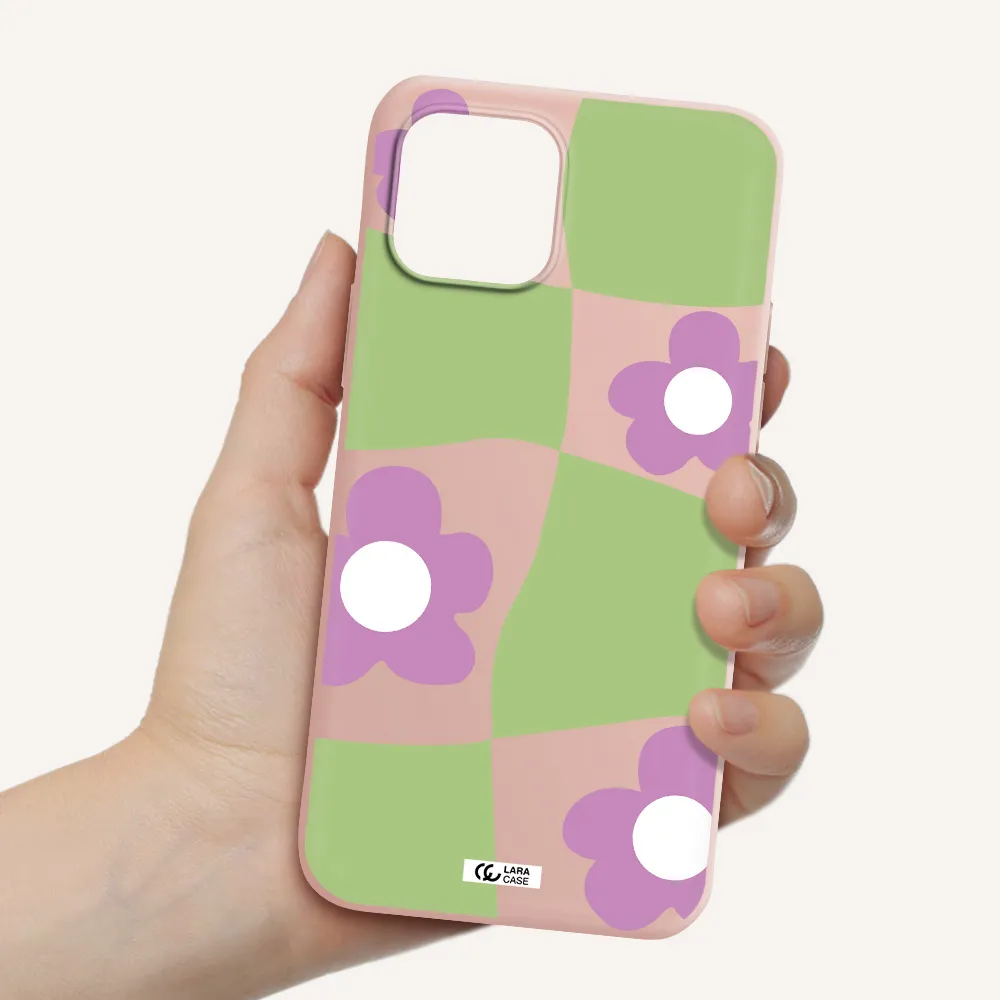 Five Petal Purple Flower Apple iPhone 12 mini Silicone pastel pink Case