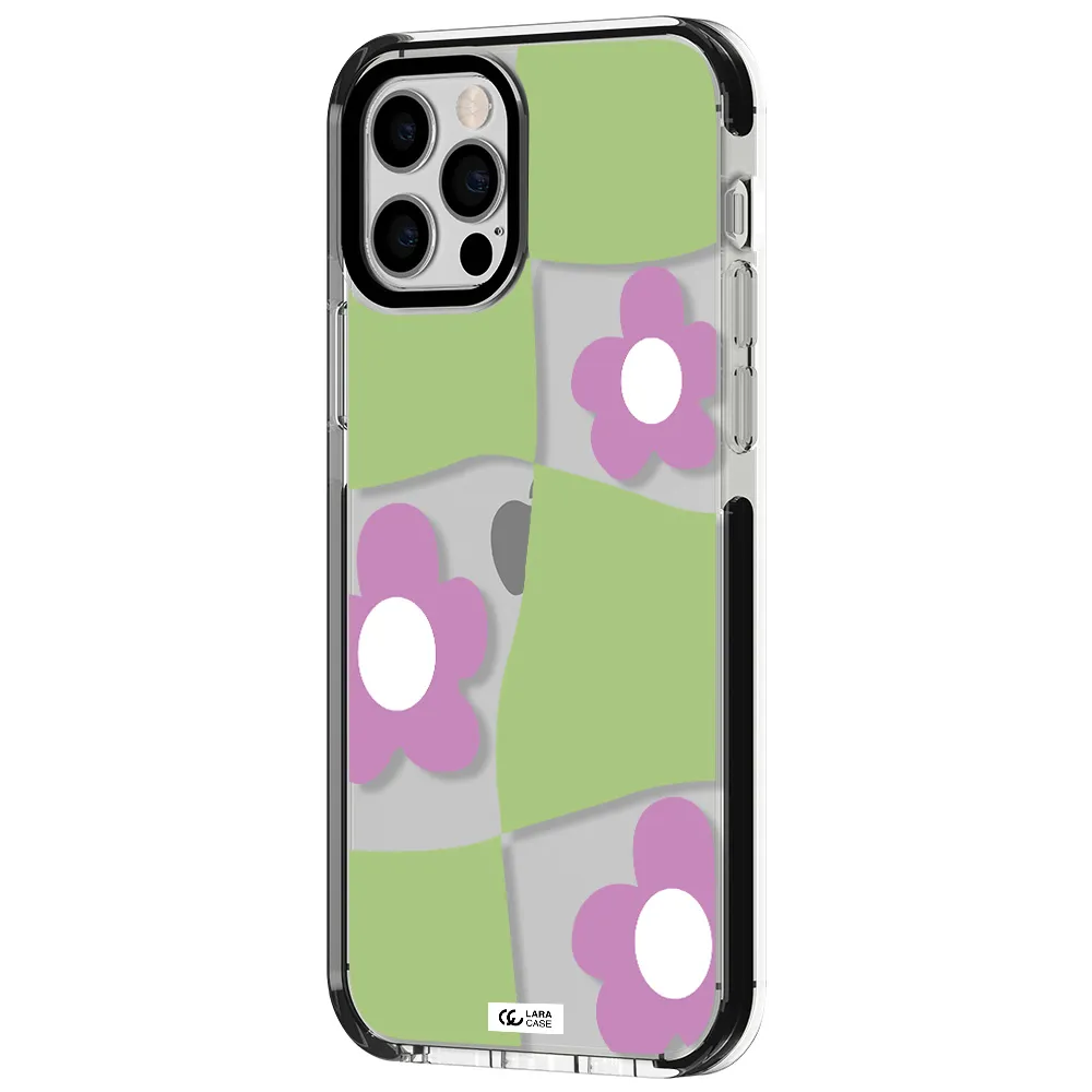 Five Petal Purple Flower Apple iPhone 12 pro impact black border Case
